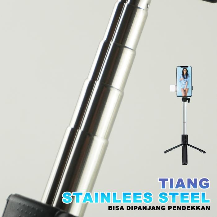 Tripod Tongsis Bluetooth Tripod Selfie Lipat HP Dengan Lampu LED Tongsis Control Remote Bluetooth