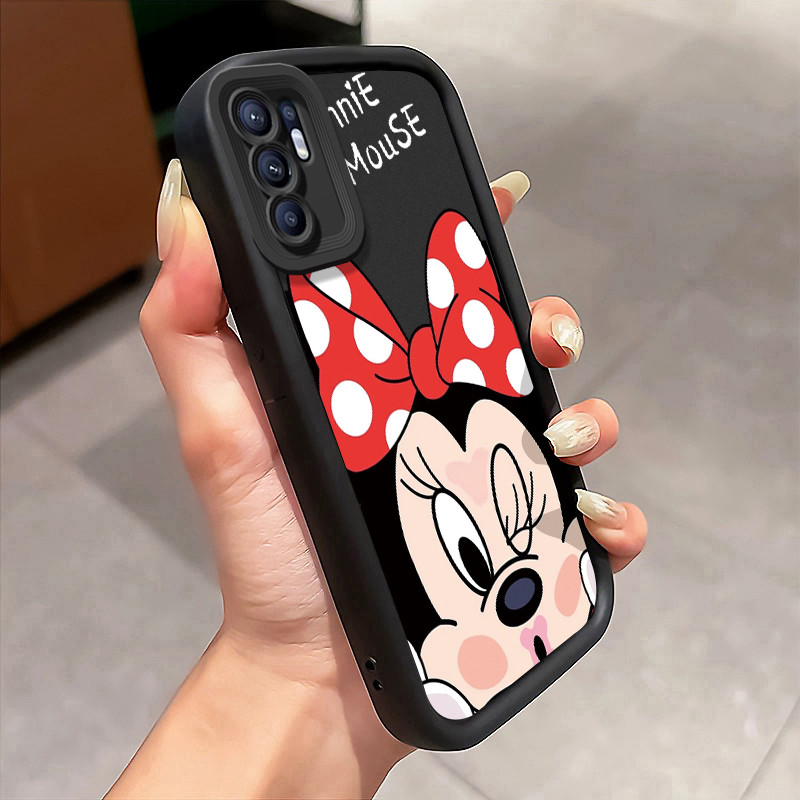 Casing Hp untuk OPPO Reno 6 4G Reno 6 5G Case Cute cartoon Minnie Kasing silikon  Cesing tekstur lem