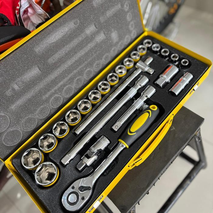 JASON kunci shock set Kunci sok 25 PCS Set Socket (1/2 ") Full Lengkap Socket Tool Kit Motor Mobil