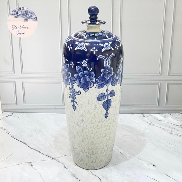 Vas / Guci Keramik Biru Putih Bicolor