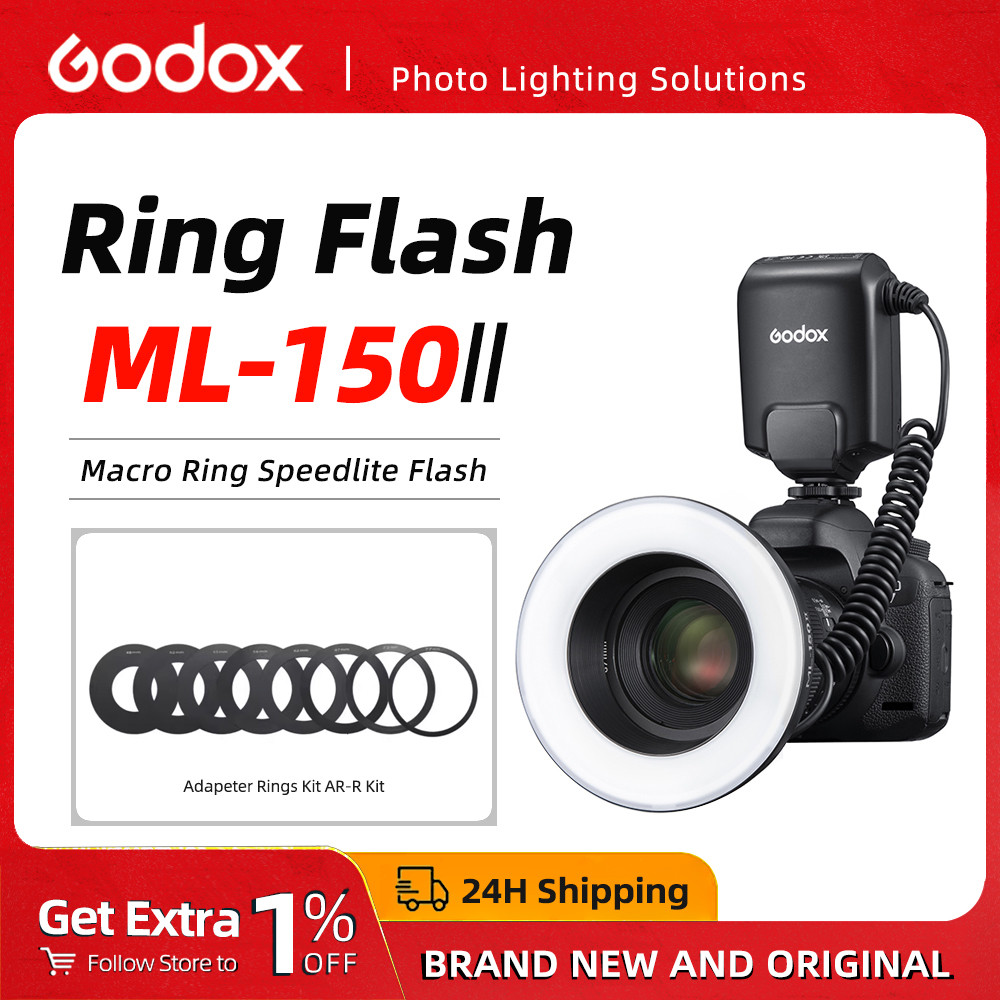 Godox ML-150II Macro Ring Speedlite Flash Light GN12 5800K 200 Universal Light for Canon Nikon