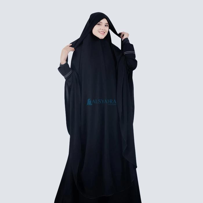 ASLI Alsyahra Exclusive Set Khimar Bandana Haramain Cadar Tali Jetblack Muslim Kerudung Jilbab Syari