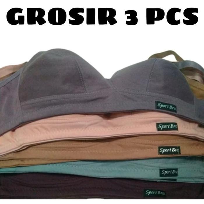 3 Pcs Bra Wanita Sport Bh tanpa busa tanpa kawat