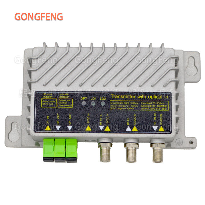 PROMO   Mini FTTH CATV SC/APC Optical Transmitter Two Way Output 2*10dBm Feed Working Band Optical I