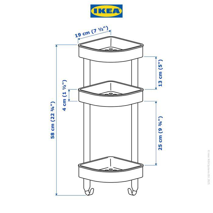 Ikea Brogrund Rak Dinding Sudut Untuk Kamar Mandi 19X58 Cm