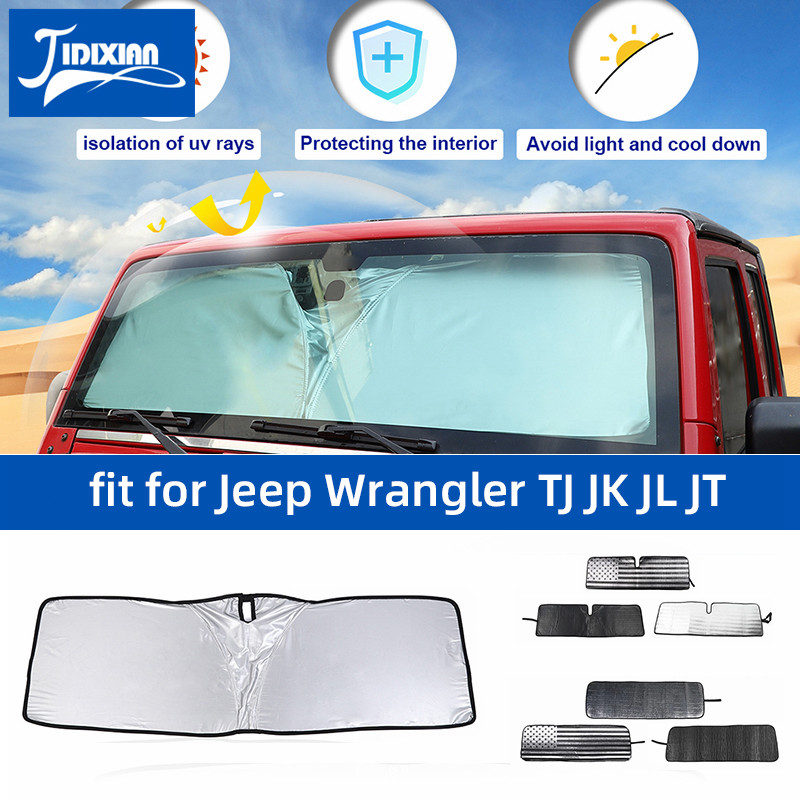 Jidixian For Jeep Wrangler Tj Jk Jl 1997-2024 Up For Gladiator Jt Car Front Windshield Sunshade