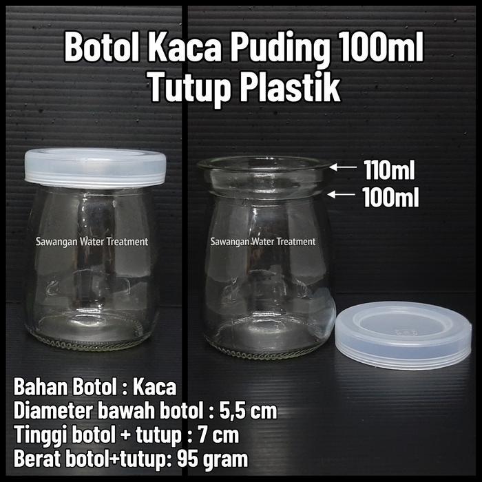 Botol Kaca puding 100 ml tutup plastik / toples kaca jelly 100ml