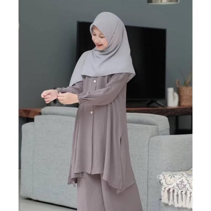 Set Baju Muslim Anak Tanggung Usia 7-16Tahun Setelan Anak Perempuan Terbaru Remaja Syari Lebaran