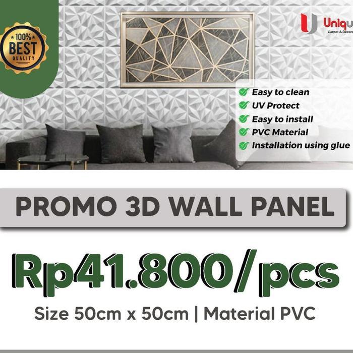 Top 3D Wall Panel Timbul Tipe Vase White Import uk 50 x 50 cm / Wallpanel 3D PVC warna Putih / Panel