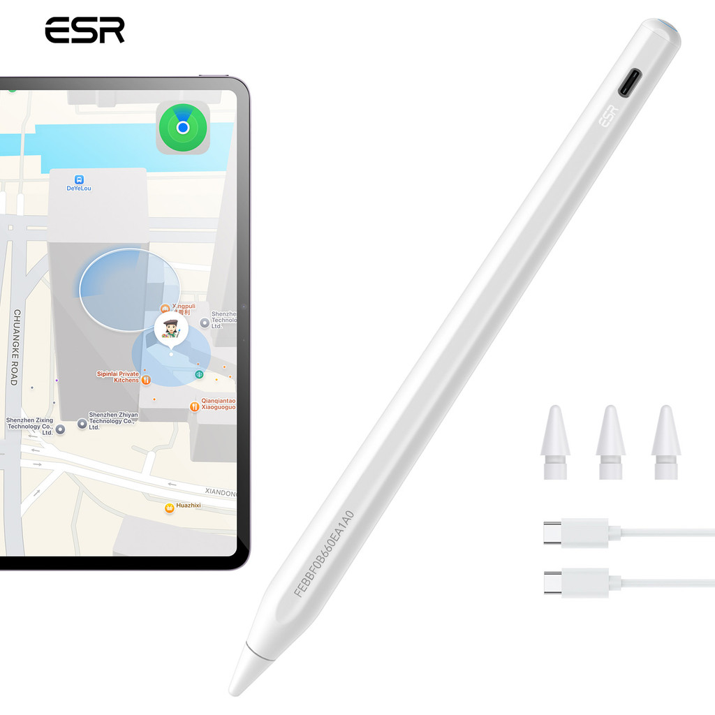 Esr Geo Digital Ipad Pencil Findmy Tablet Stylus For Apple Ipad 2018-2025 For Apple Ipad A16& Air