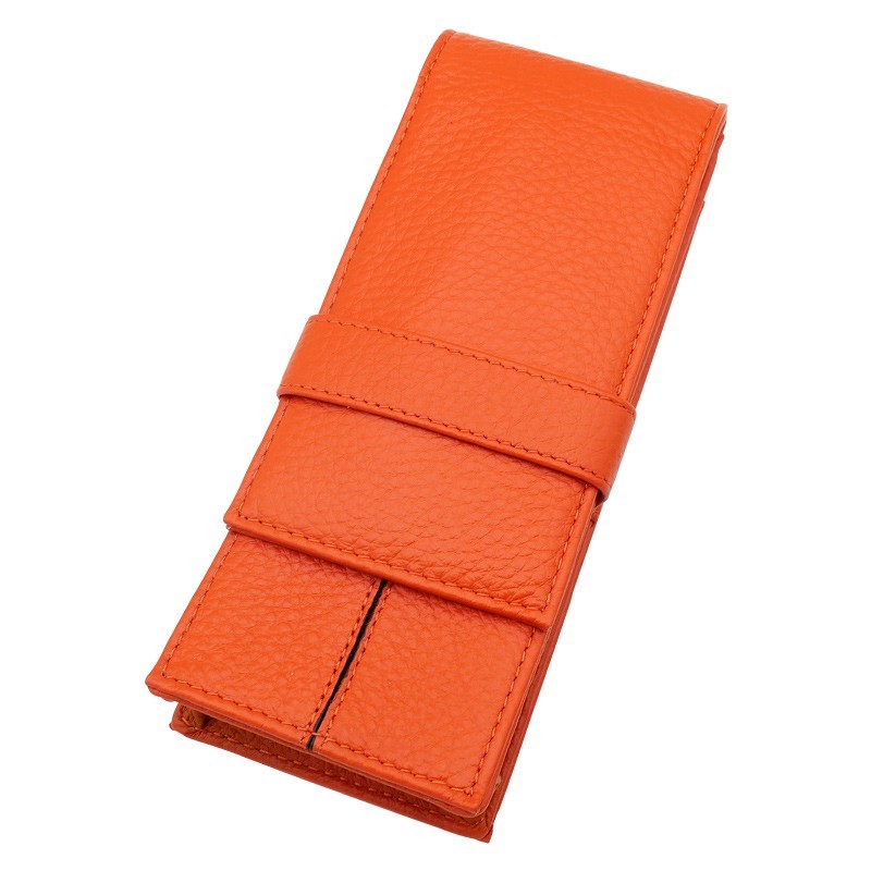 Wancher Genuine Leather Fountain Pen Case Cowhide 3 Pens Holder Pouch Sleeve Pencil Bag Office