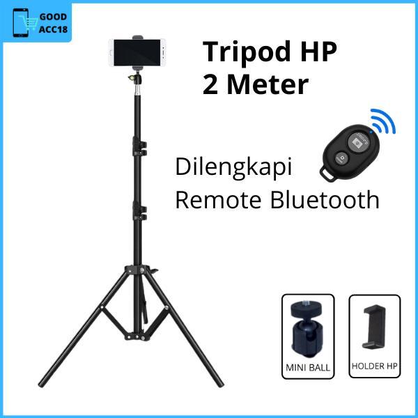 Tripod Hp Kamera 2 Meter Aluminium Bisa Di Pasang Ringlight Remote Bluetooth Free Holder Hp Terbaik