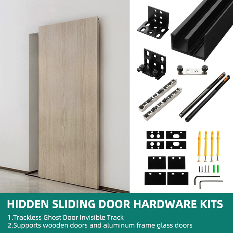 Trackless Ghost Door Invisible Track Frame Door Slide Hardware Two-way Buffer Wooden Door Aluminum