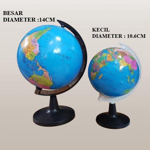 "New" Globe Bola Dunia Besar Diameter 14cm Dan Kecil Diameter 10,6cm / Atlas Bola Dunia