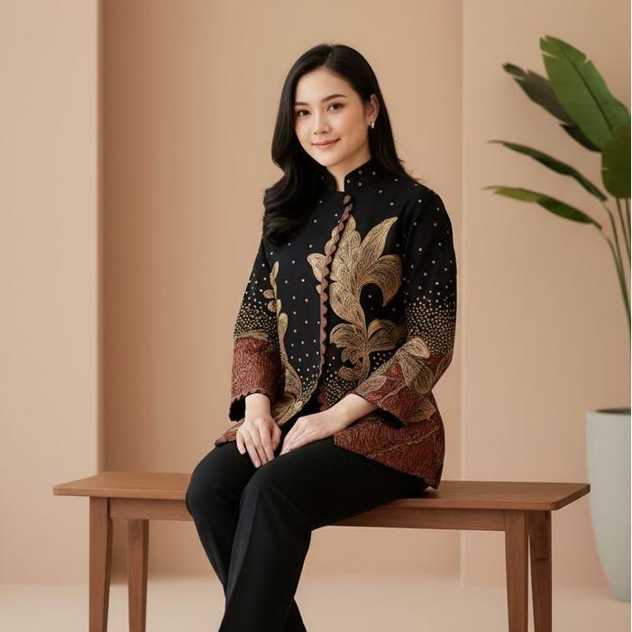 Batik Solo Trendy - Blouse Deswita Baju Batik Atasan Wanita Batik Lapis Furing Nyaman Model Kekinian