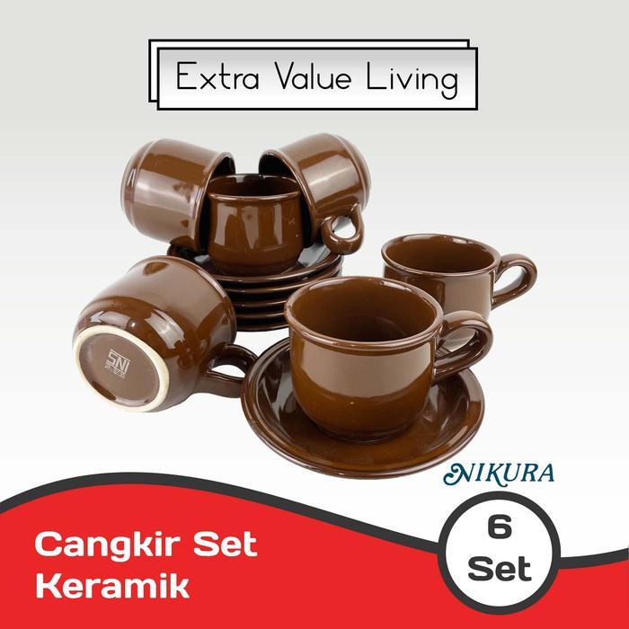 NIKURA Cangkir Set 6 Pasang Cangkir Teh / Cangkir Kopi Keramik