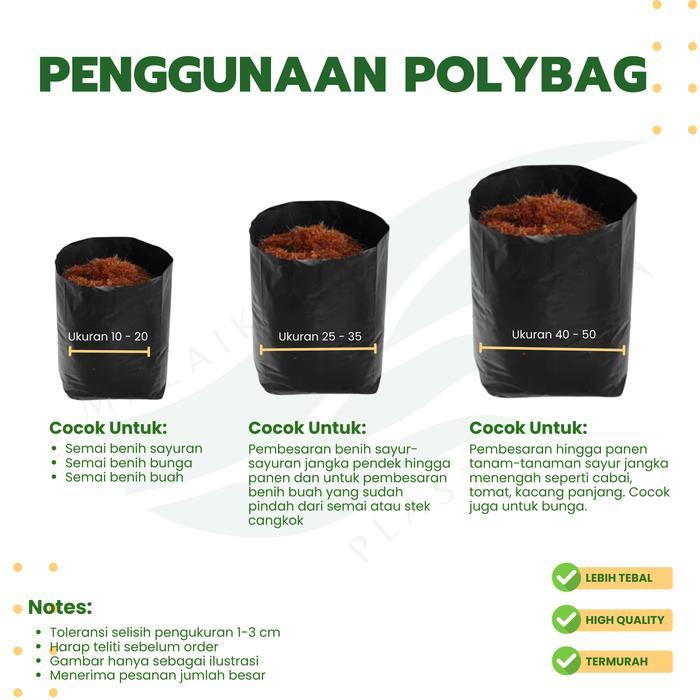 "New" 1 Pack Polybag Tanaman Polibag Tebal Kecil Sedang 15x10 20x20 25x25 30x30 35x35 40x40 50x50
