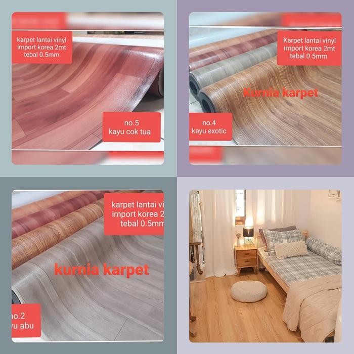 TERLARIS Karpet lantai Vinyl plastik Korea lebar 200Cm (2meter) tebal 0.5mm harga per 1 METER