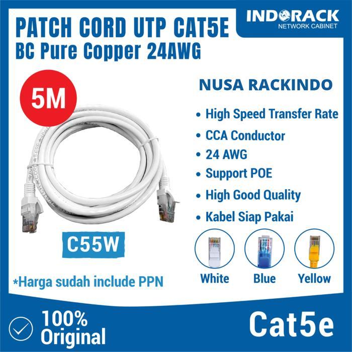 C55W - Patch Cord 5 Meter Utp Cat 5E Kabel Lan - Putih