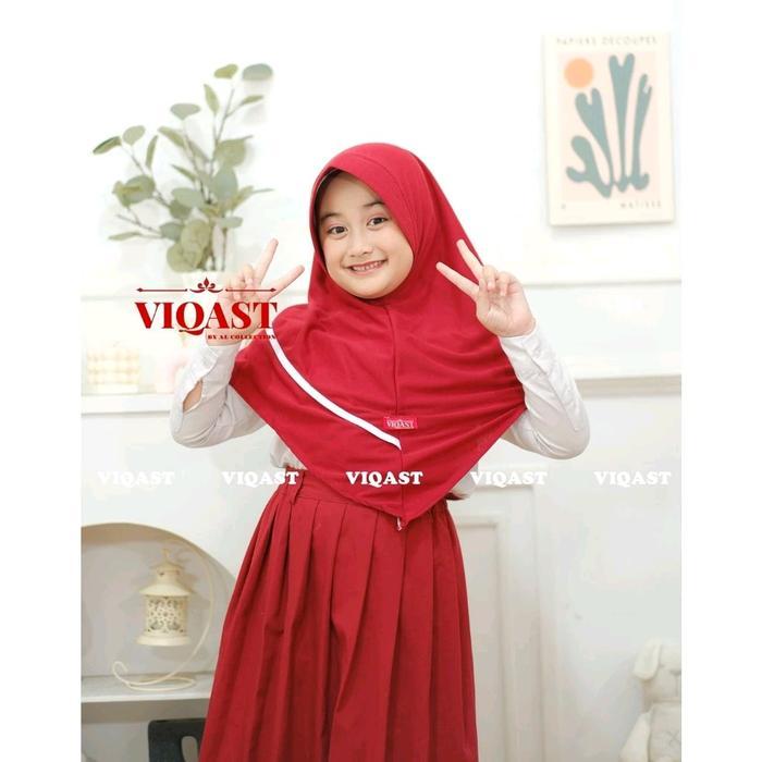 ORIGINAL Kerudung Anak Sekolah Ainun size 6-10 Tahun Terbaru Jilbab Muslim Nyaman Instan Putih Ready