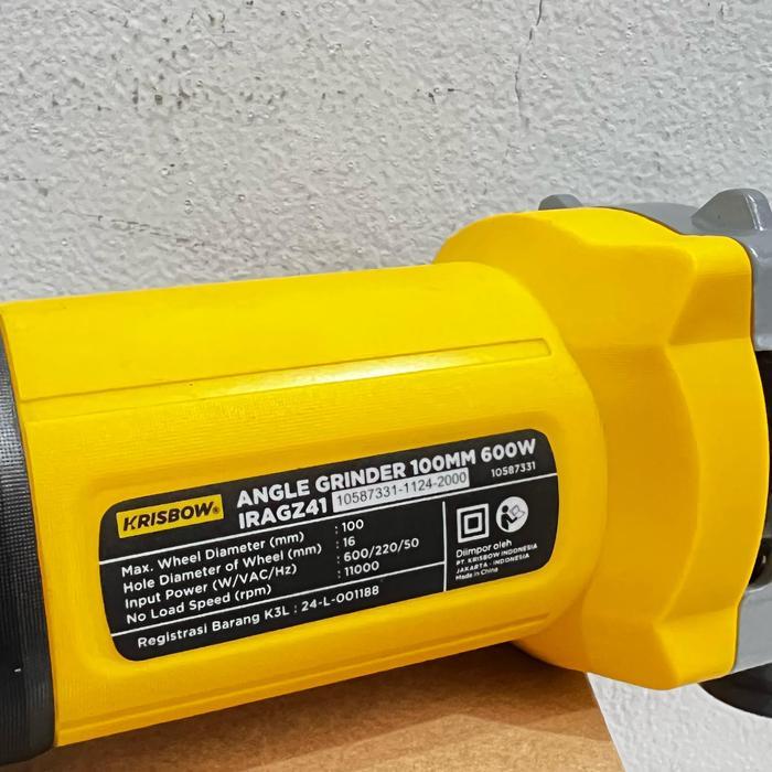Krisbow Iragz41 Original Gerinda Tangan / Angle Grinder 4 Inch Gerinda Tangan 100Mm 600 Watt Iragz41