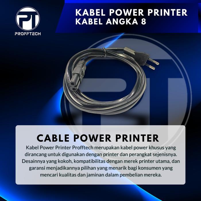 New Kabel Power Printer 3 Meter. Kabel angka 8. SNI