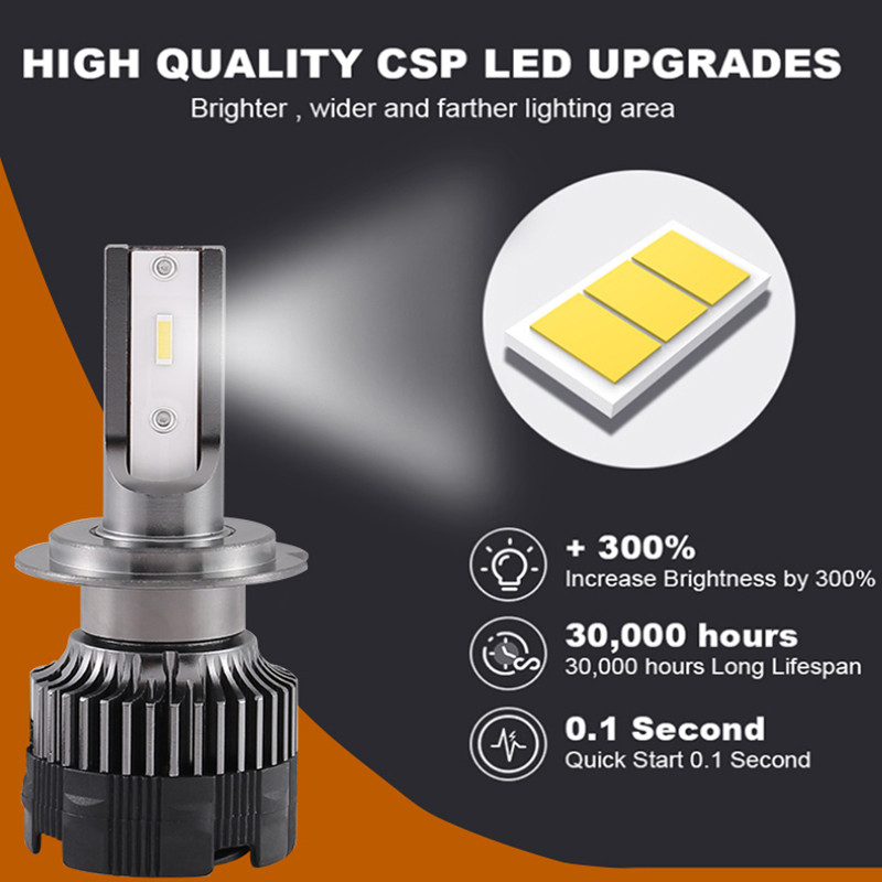 H7 LED Headlight CSP Chip H4 Bulb Led H1 H3 H11 H8 H9 9005 9006 HB3 HB4 4500K 6000K 8000K PTF Ice