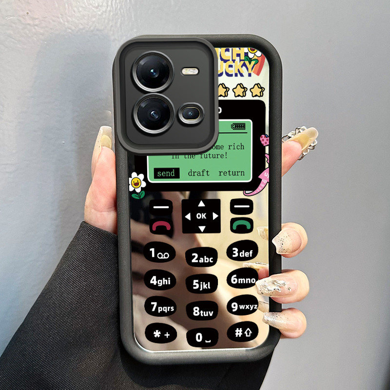 Casing Hp Untuk VIVO V25 5G VIVO V25E VIVO X80 Lite 5G Case ponsel tombol gaya retro Kesing cermin K