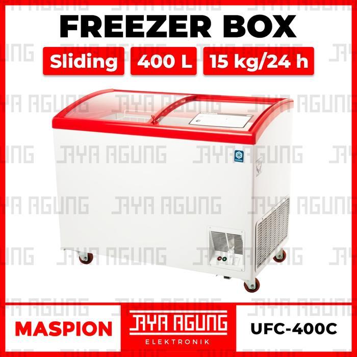 Sliding Chest Freezer Box 400L MASPION UFH 400C Glass Kulkas Pembeku