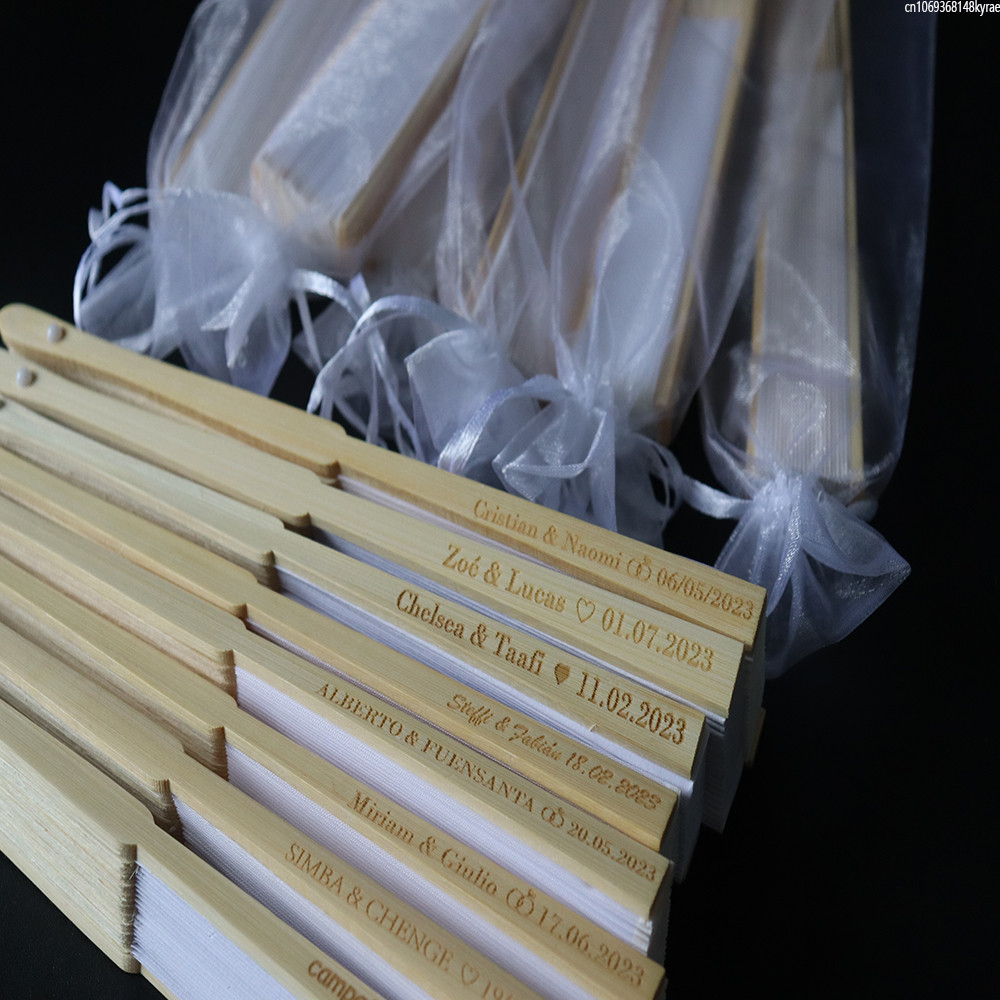 Personalized Wedding Fan White Folding Elegant Paper Hand Fan Wedding Gift Bride Custom Hand Fan
