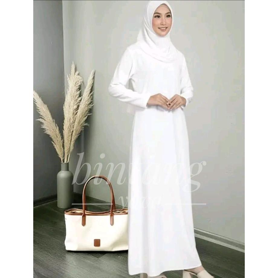 Manset Gamis Wanita Lengan Panjang Inner Dress Dalaman Polos Bahan Spandek Jersey Basic Hitam Putih