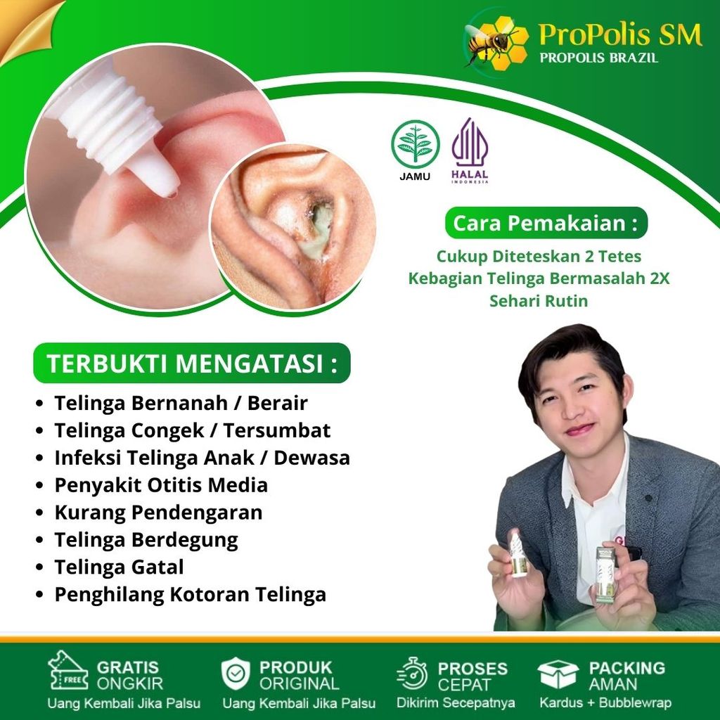 PROPOLIS SM Obat Telinga Berdengung Terus Menerus, Telinga Bunyi Ngiiing Ngung, Telinga Budeg, Tuli 