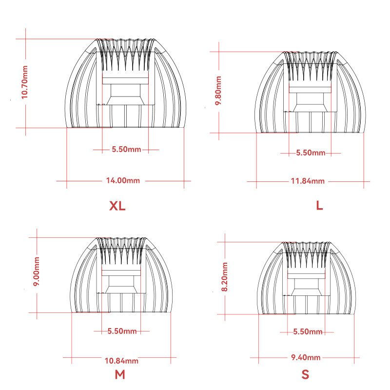 MoonDrop SPRING TIPS Silicone Ear Tips 1Card(3 pairs) for 4.8-6.4mm Nozzle Diameter Earphones Kato