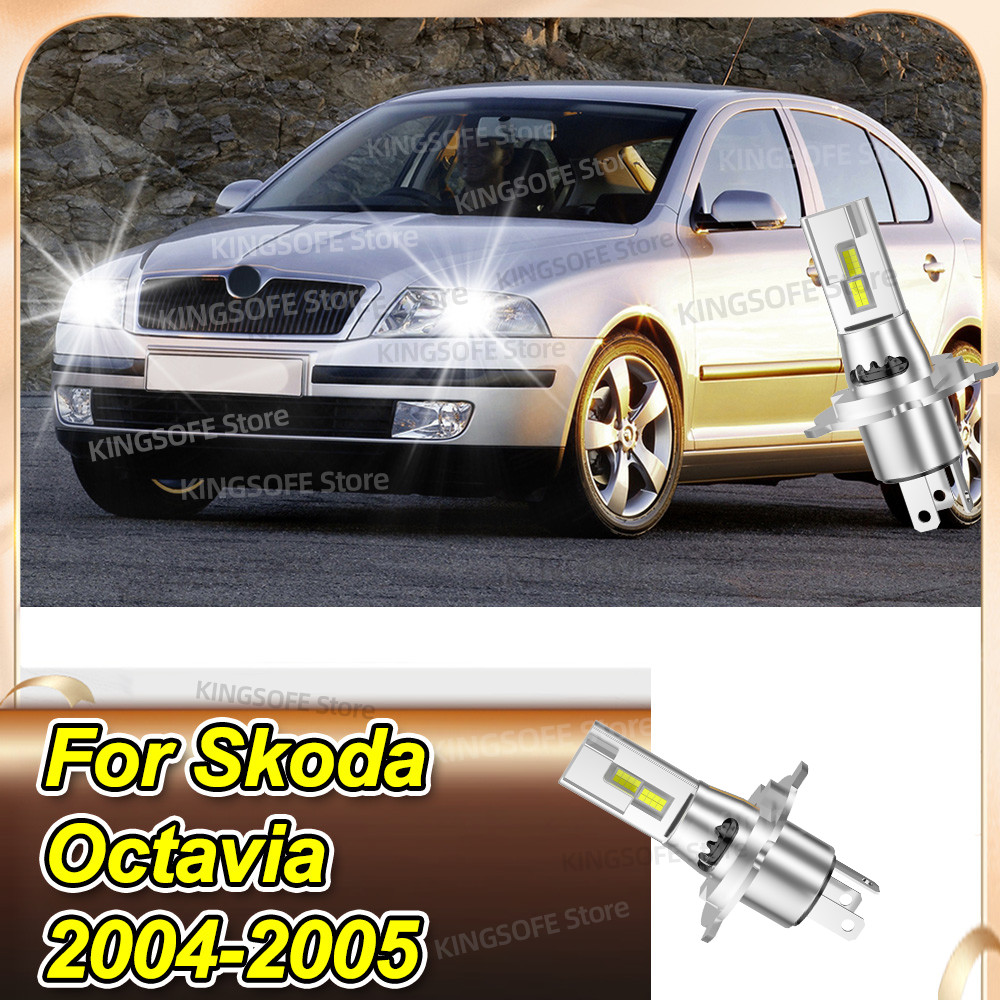 Car Headlights 1:1 Mini Size LED Bulb 6000K 50000LM Auto Lamp with Fan For Skoda Octavia 2004-2005
