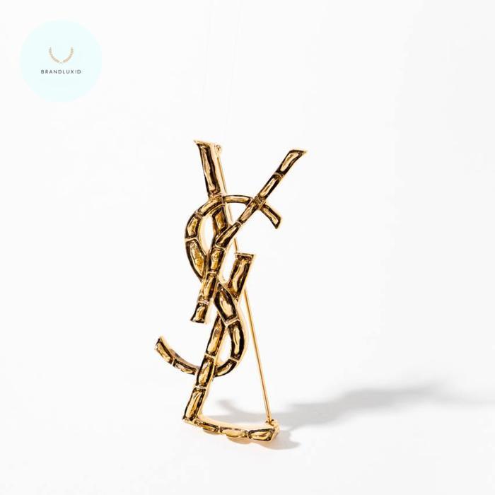 Saint Laurent Opyum Brooch croco brooch Twisted brooch Engraved brooch Wrapped cord brooch Gold