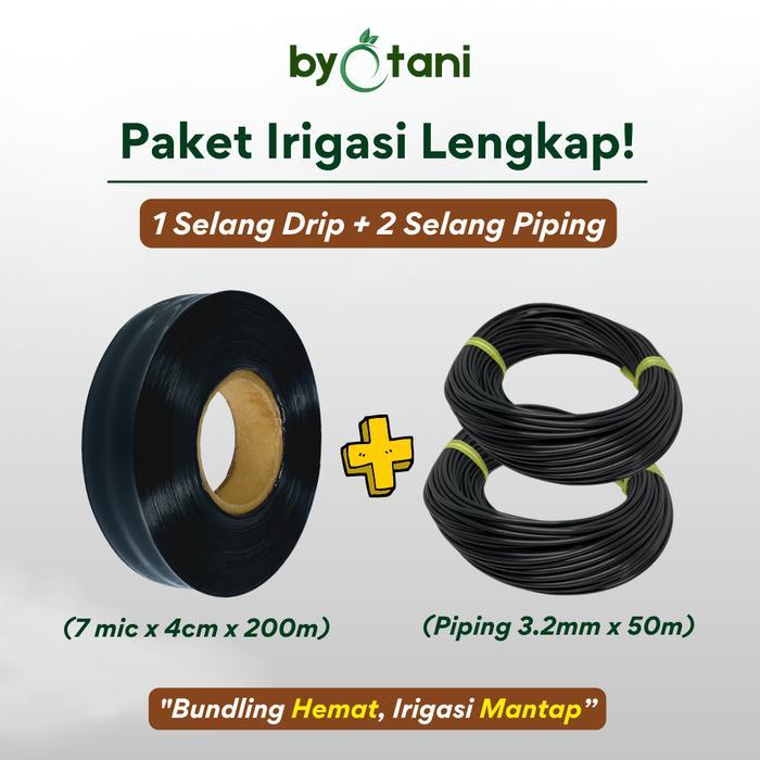Selang Drip 7 mikron 200 Meter + 2 Selang Piping (Paket Bundling) Pipa irigasiTetesOtomatisTanaman