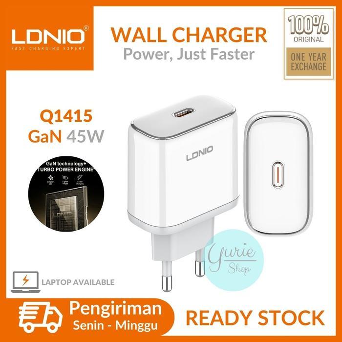 Terlaris LDNIO Travel Wall Charger Q1415 USB C PD QC GaN 45W Laptop Available Super Fast Charging