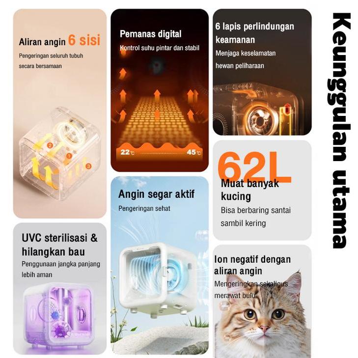 Pet Dryer Box Automatic Pengering Kucing Box Smart Pet Blower Dehydrator Mesin Pengering Hewan