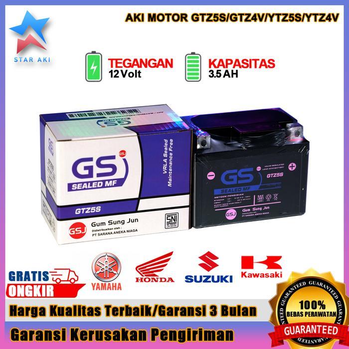 Aki Motor GTZ5S Honda Beat Beat Fi Beat Street Aki Kering MF GTZ5S