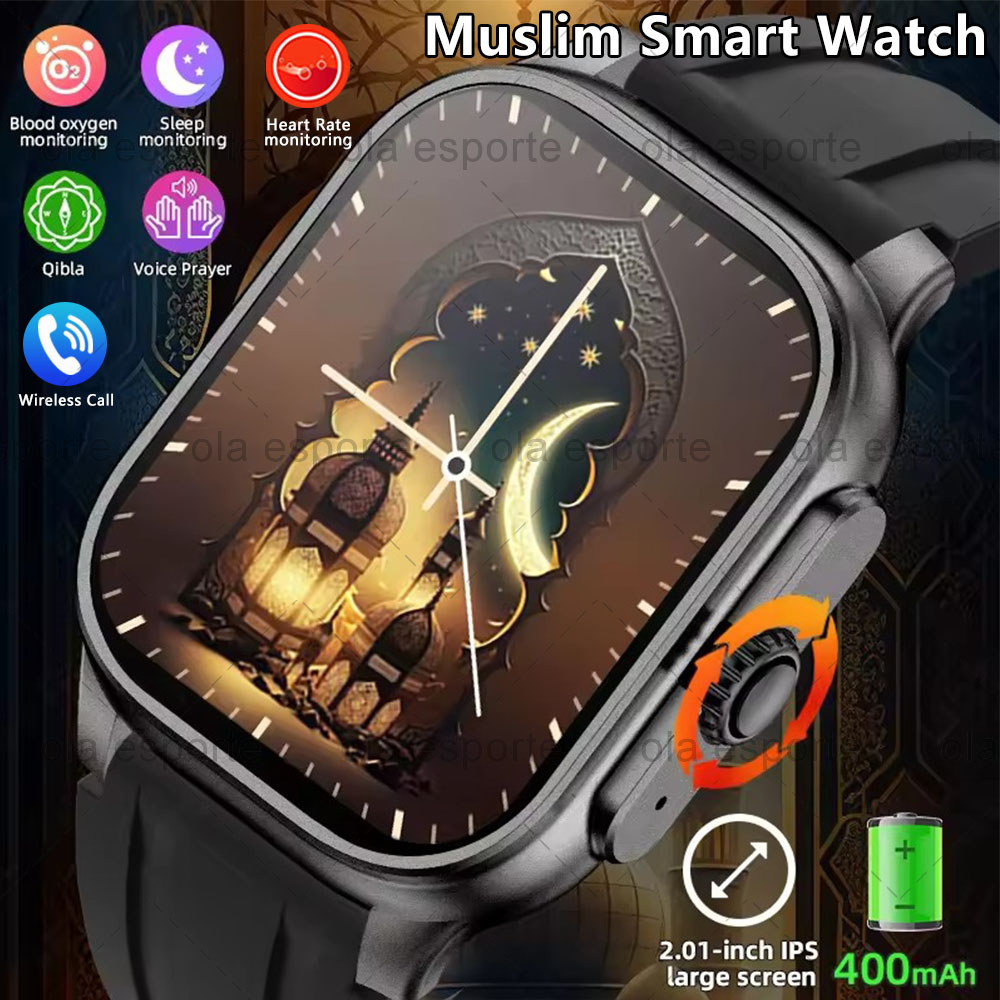 Muslim Smart Watch 2.01" Square Smart Watch for Men Health Monitoring Islamic Quran Watch Prayer