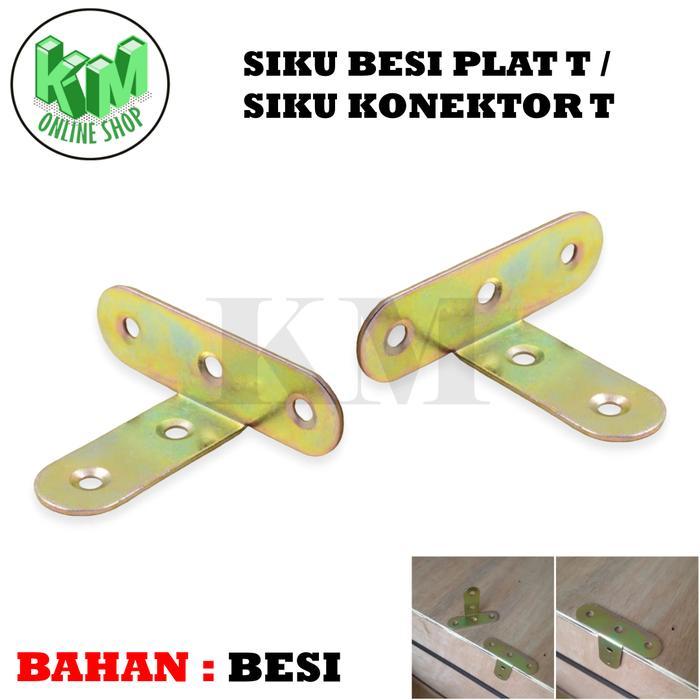 Siku Plat T Konektor Besi Bracket Sambungan L Penyangga Ambalan Kayu Rak Tatakan