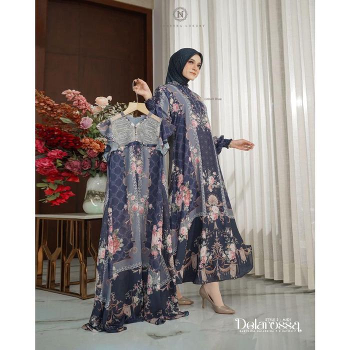 [Bisa Cod] Delarossa Dress Midi Style 2 Nadheera Luxury Rompi Outer Inner Gamis Delarosa Brukat