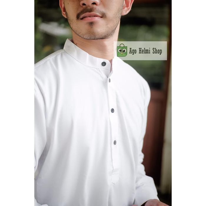 Baju Koko Pria Kemeja Kurta Polos Kurta Pakistan Muslim Putih White