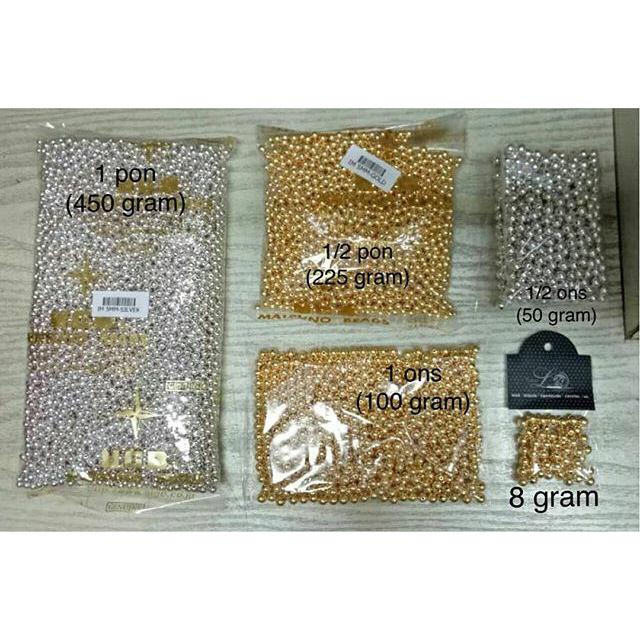 1/2 ONS 5MM MUTIARA JEPANG EMAS DAN PERAK