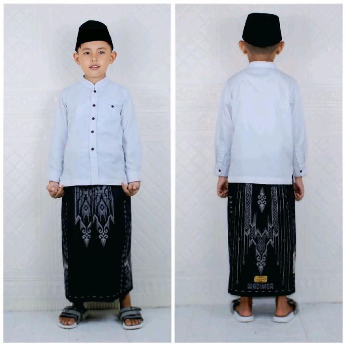 SARUNG INSTAN/ROK WADOMOR MOTIF BALI OK 001 REMAJA DAN ANAK HITAM SANTRI MUSLIM