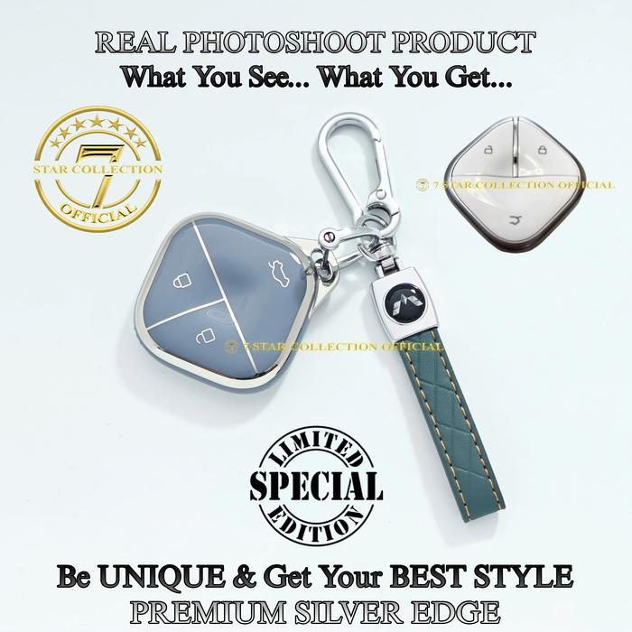 Cover Sarung Kunci Remote Mobil Wuling Cloud Ev Wuling Binguo Wuling Ev Air Ev Premium Silver Edge