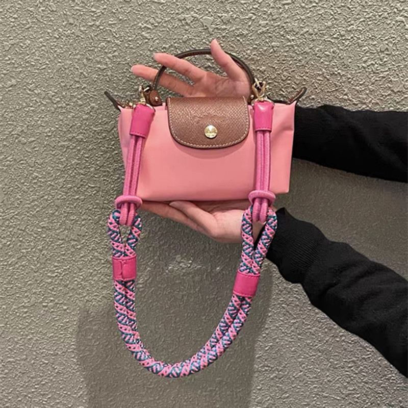 Long Woven Rope Bag Straps And Punch-Free Buckle Set For Longchamp Short Handle Shoulder Handle Bag