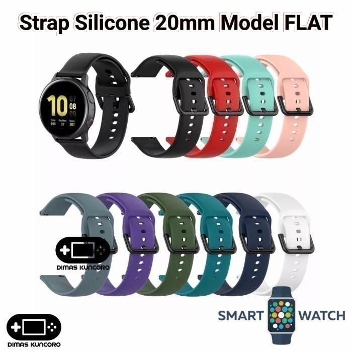 Stok Baru Strap Silicone 20mm FLAT Samsung Galaxy Watch 42mm 3 41mm Silikon Tali