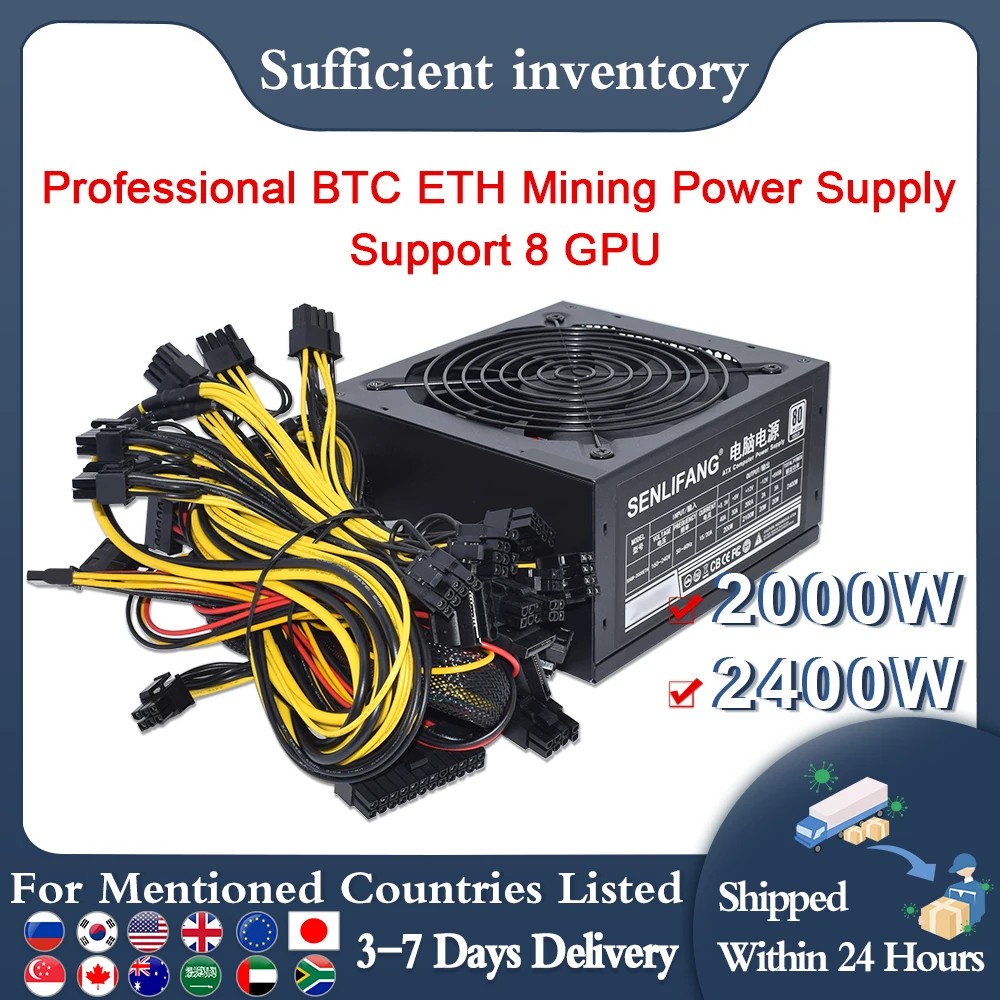SENLIFANG 2000W 2400W ATX Mining Power Supply For BTC ETC RVN Rig Ethereum Computer Component Mining