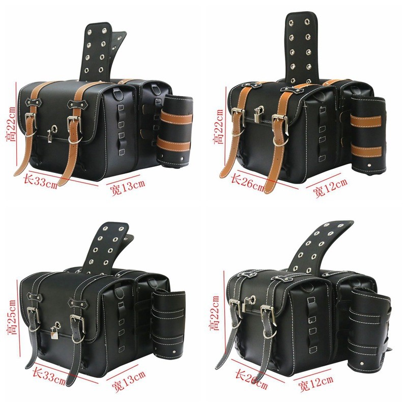 Retro Motorcycle Saddle Bags Luggage Storage Waterproof Side Leather Saddlebag Bag Motor Bike Waterp